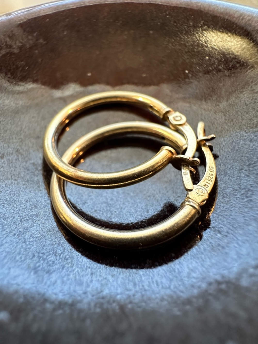 Vintage Italian 925 Huggie Style Hoop Earrings